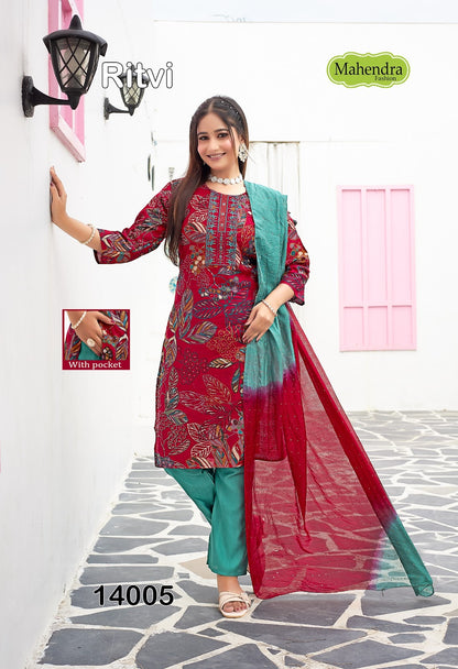 Ritvi Vol 1 Mahendra Fashion Vatican Readymade Pant Style Suits Manufacturer