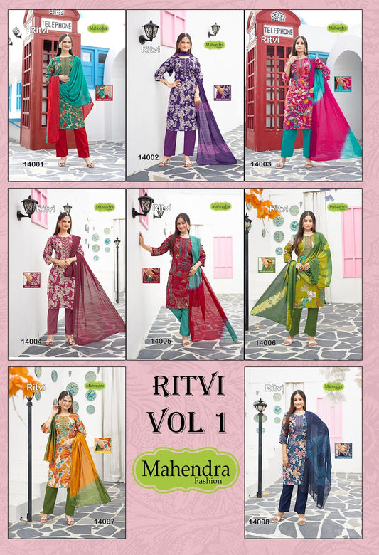Ritvi Vol 1 Mahendra Fashion Vatican Readymade Pant Style Suits Manufacturer