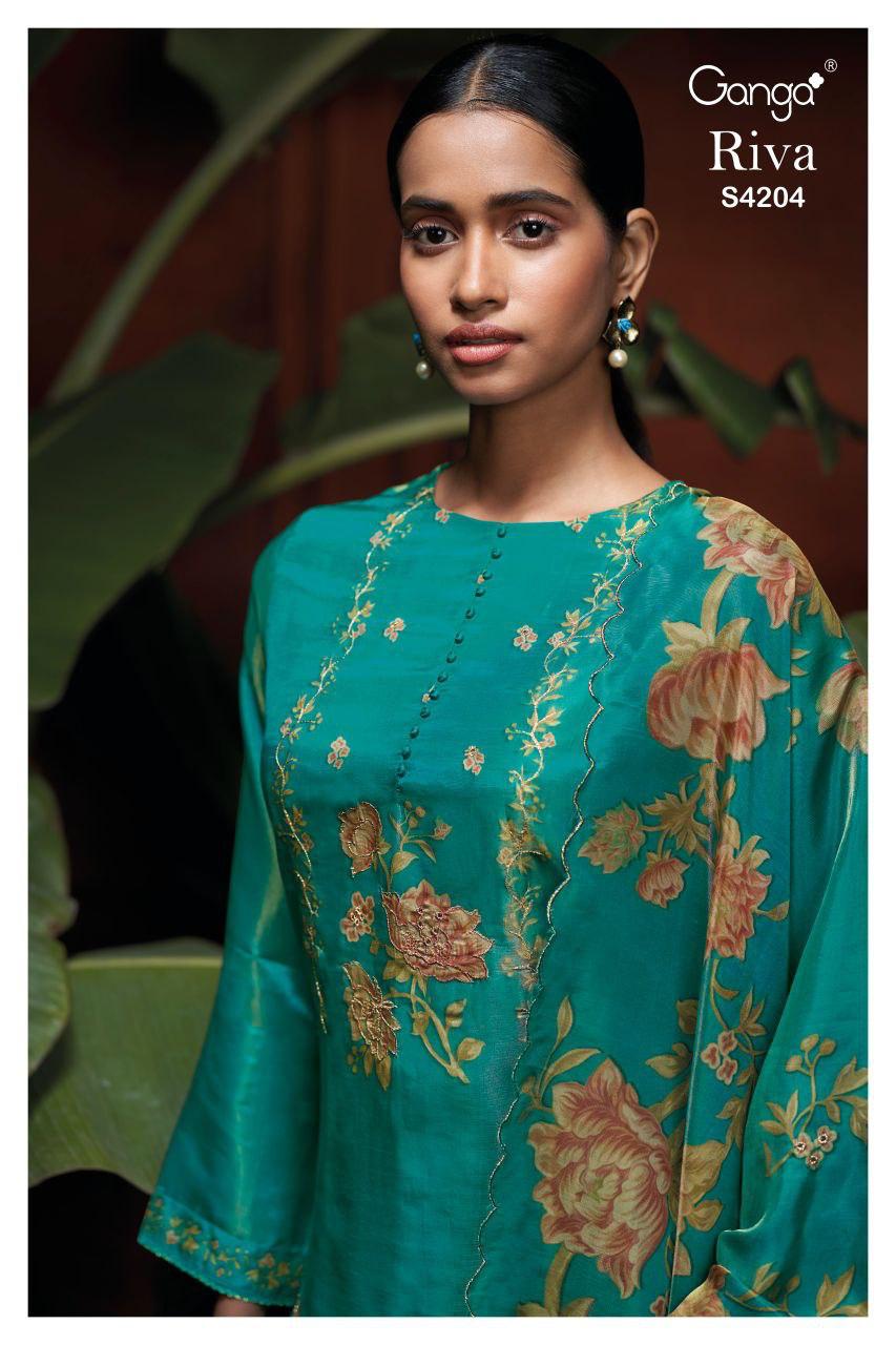 Riva 4204 Ganga Bemberg Silk Plazzo Style Suits Wholesaler Kavya riva-4204-ganga-bemberg-silk-plazzo-style-suits-wholesaler-kavya