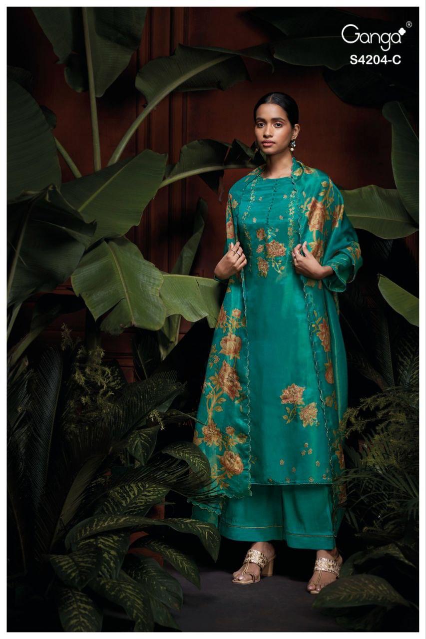 Riva 4204 Ganga Bemberg Silk Plazzo Style Suits Wholesaler