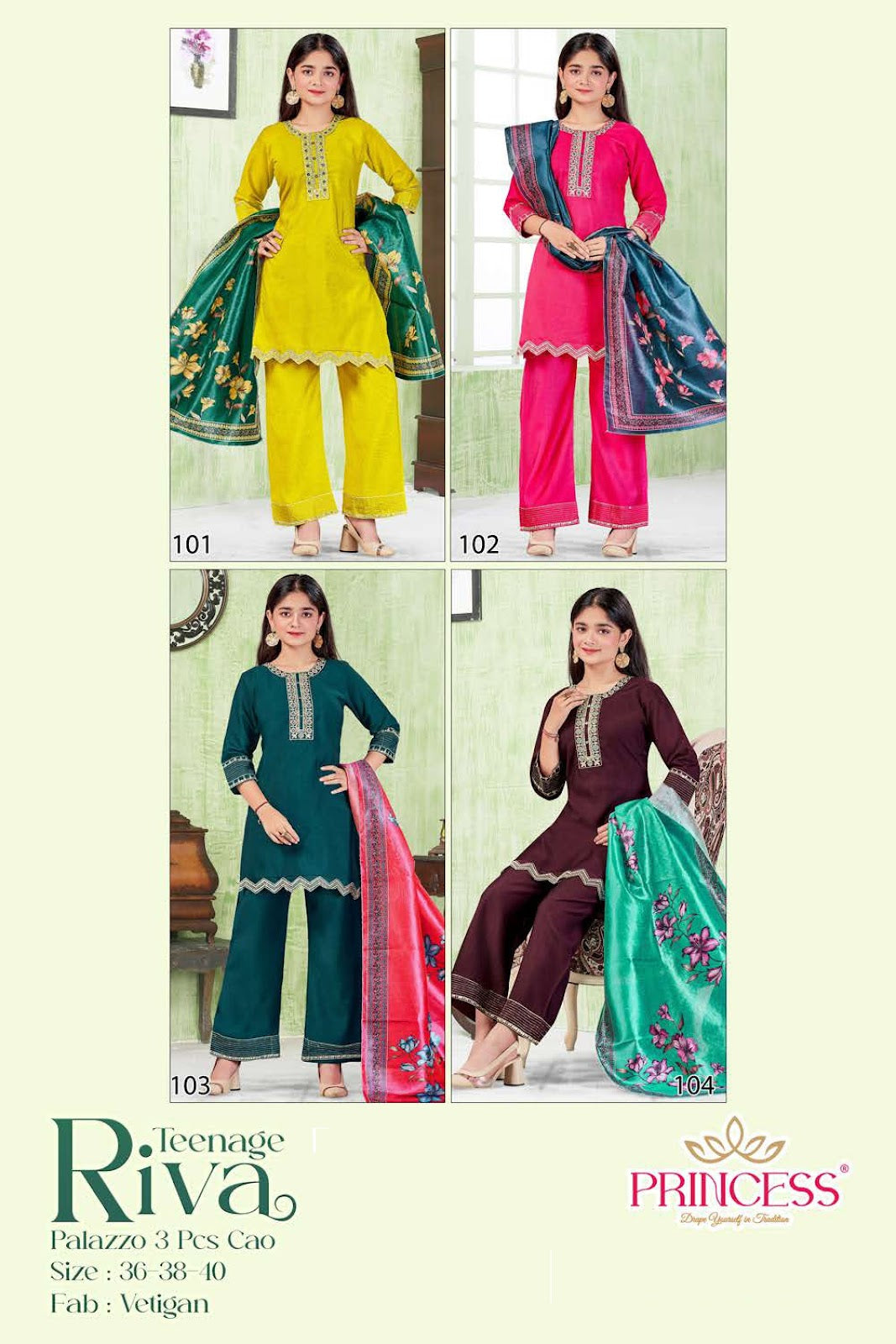 Riva Princess Creation Vetican Girls Readymade Pant Suits Exporter