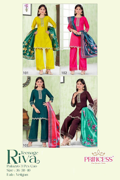 Riva Princess Creation Vetican Girls Readymade Pant Suits Exporter