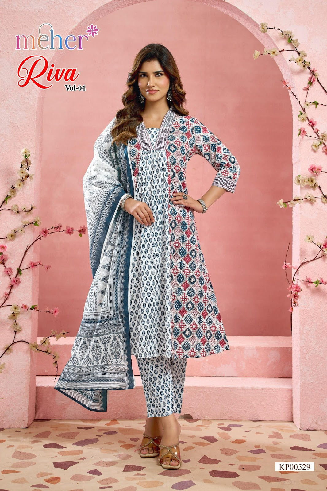 Riva Vol 4 Meher Cotton Cambric Readymade Anarkali Suits Wholesaler India