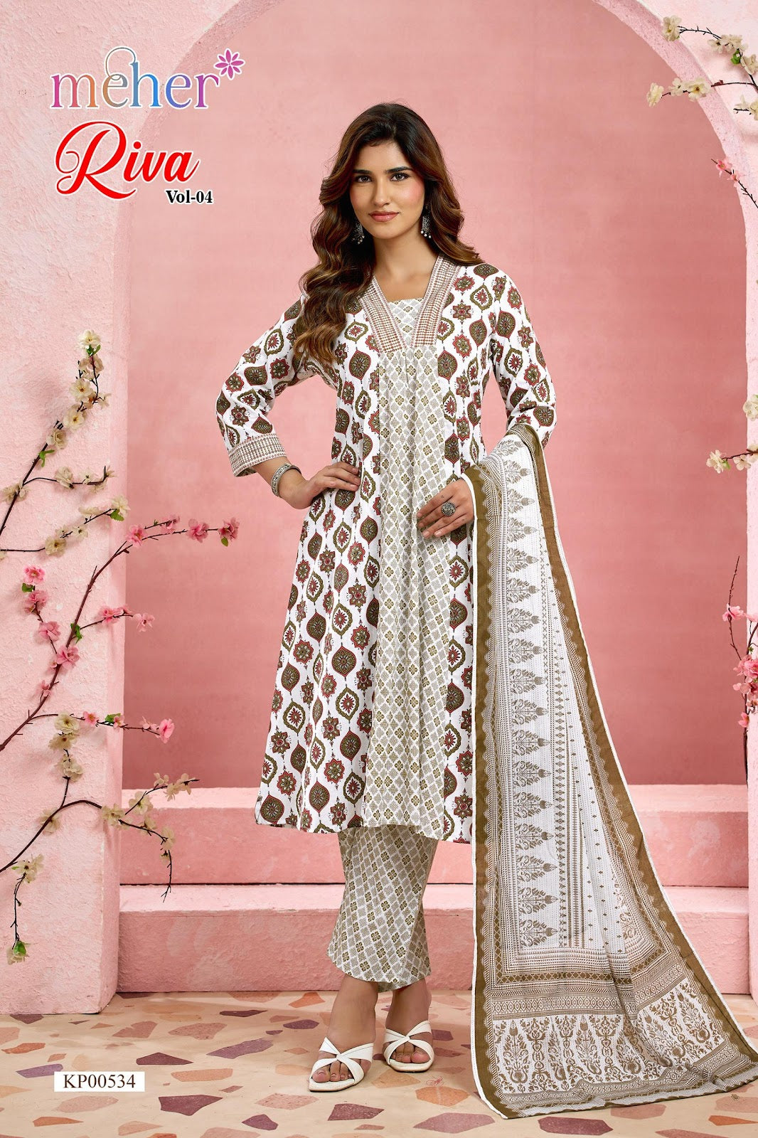 Riva Vol 4 Meher Cotton Cambric Readymade Anarkali Suits Wholesaler India