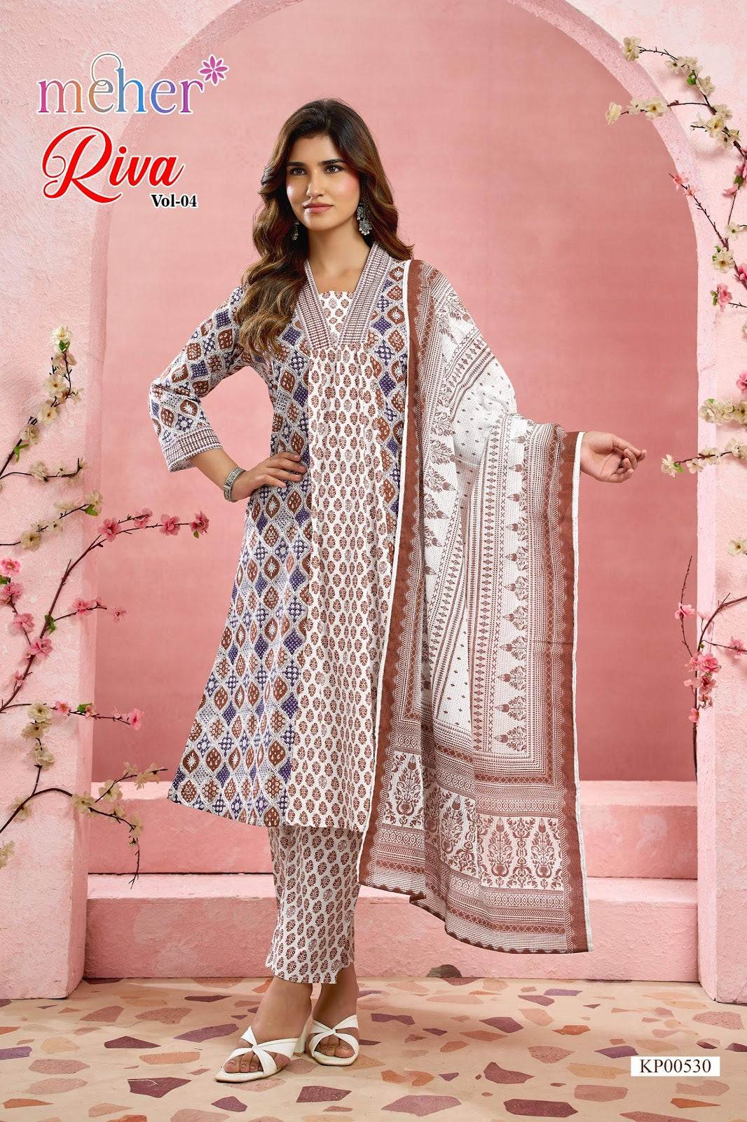 Riva Vol 4 Meher Cotton Cambric Readymade Anarkali Suits Wholesaler India