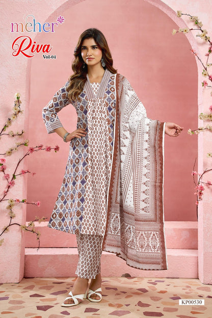 Riva Vol 4 Meher Cotton Cambric Readymade Anarkali Suits Wholesaler India