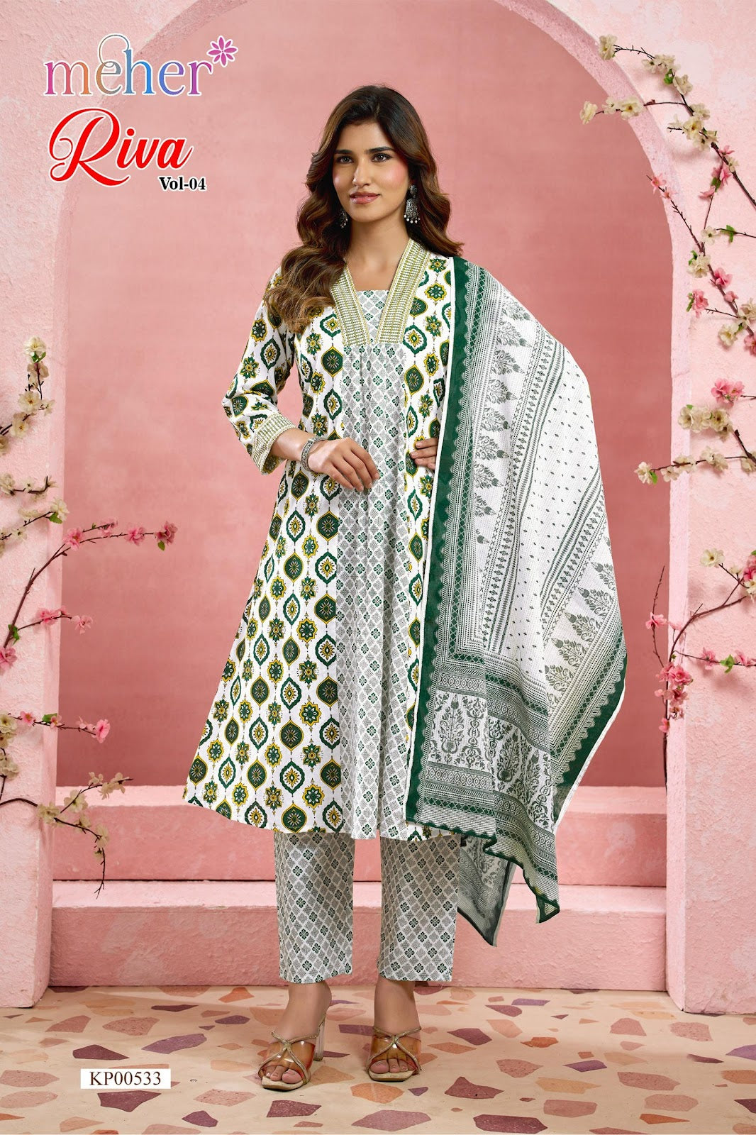 Riva Vol 4 Meher Cotton Cambric Readymade Anarkali Suits Wholesaler India