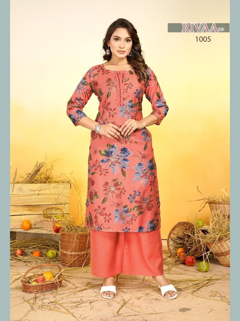 Rivaa Malviken Vertican Kurti Plazzo Set Wholesaler Ahmedabad