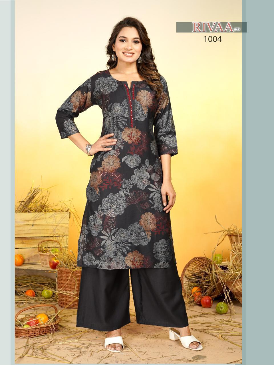 Rivaa Malviken Vertican Kurti Plazzo Set Wholesaler Ahmedabad