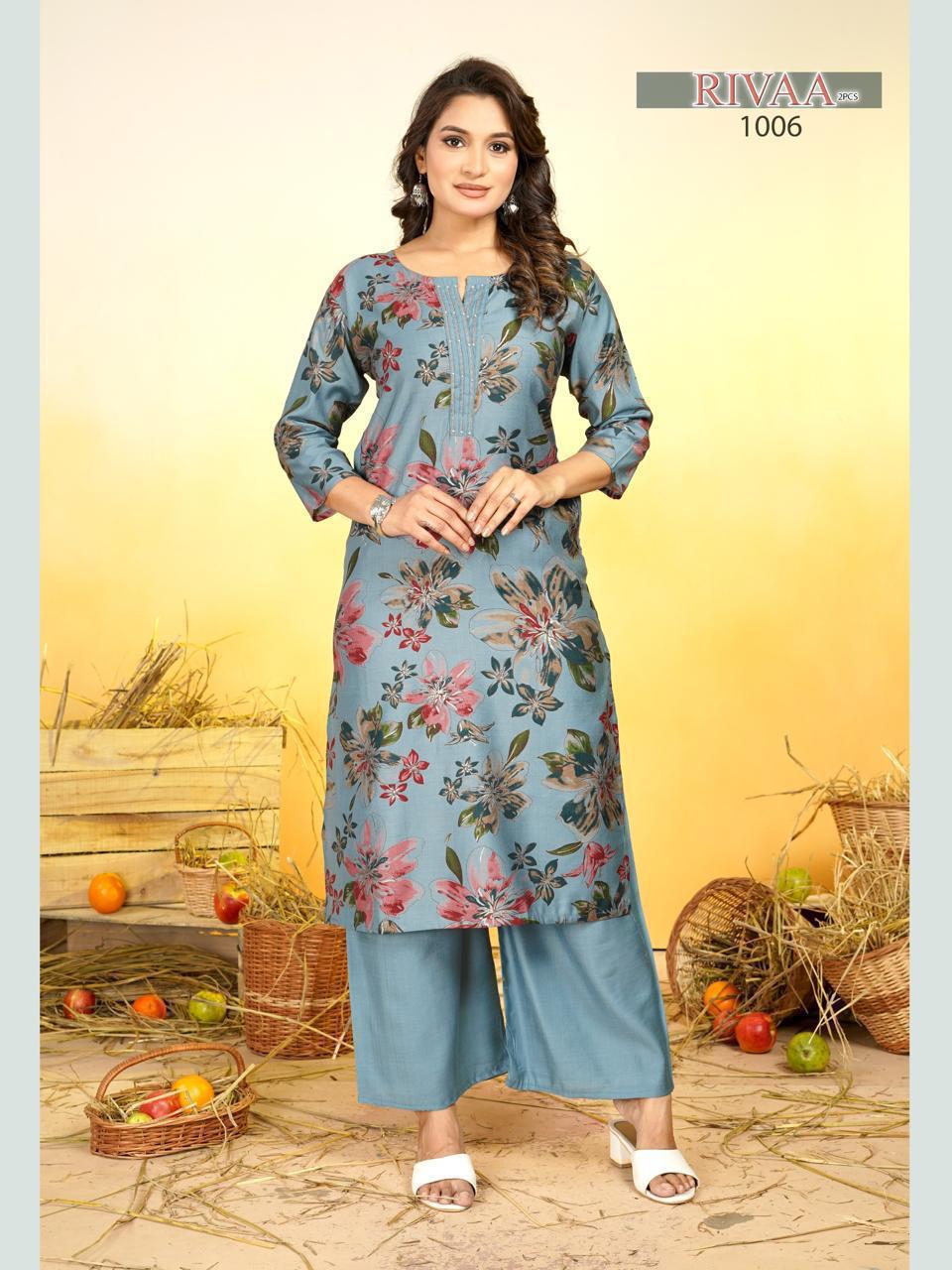 Rivaa Malviken Vertican Kurti Plazzo Set Wholesaler Ahmedabad