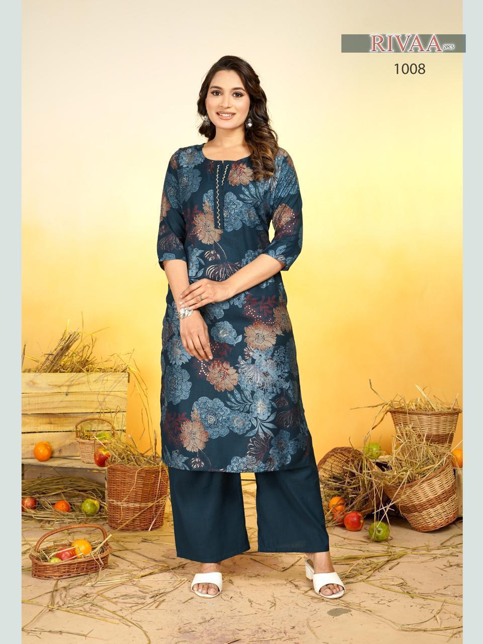 Rivaa Malviken Vertican Kurti Plazzo Set Wholesaler Ahmedabad