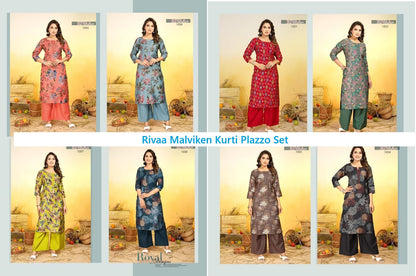 Rivaa Malviken Vertican Kurti Plazzo Set Wholesaler Ahmedabad