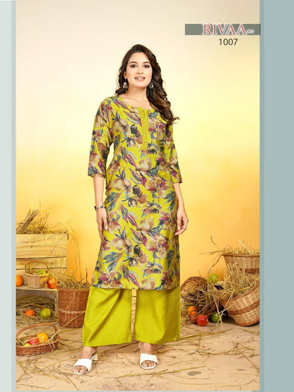 Rivaa Malviken Vertican Kurti Plazzo Set Wholesaler Ahmedabad