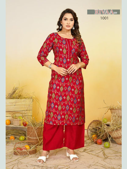 Rivaa Malviken Vertican Kurti Plazzo Set Wholesaler Ahmedabad