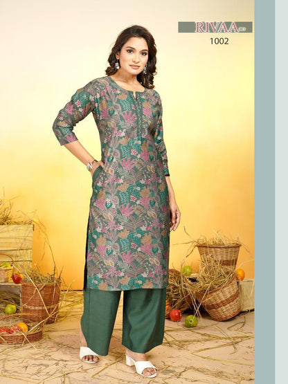 Rivaa Malviken Vertican Kurti Plazzo Set Wholesaler Ahmedabad