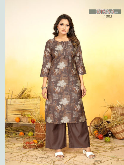 Rivaa Malviken Vertican Kurti Plazzo Set Wholesaler Ahmedabad