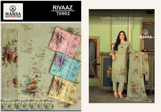 Rivaaz 78002 Hansa Prints Muslin Pant Style Suits Wholesale