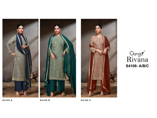 Rivana 4108 Ganga Premium Bemberg Plazzo Style Suits Wholesaler Gujarat