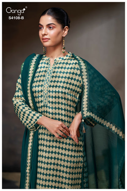 Rivana 4108 Ganga Premium Bemberg Plazzo Style Suits Wholesaler Gujarat