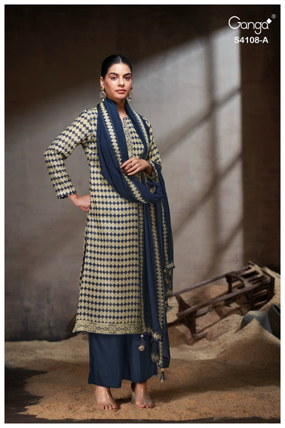 Rivana 4108 Ganga Premium Bemberg Plazzo Style Suits Wholesaler Gujarat