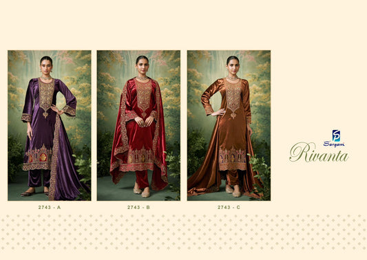 Rivanta Sargam Prints Velvet Suits Exporter Gujarat