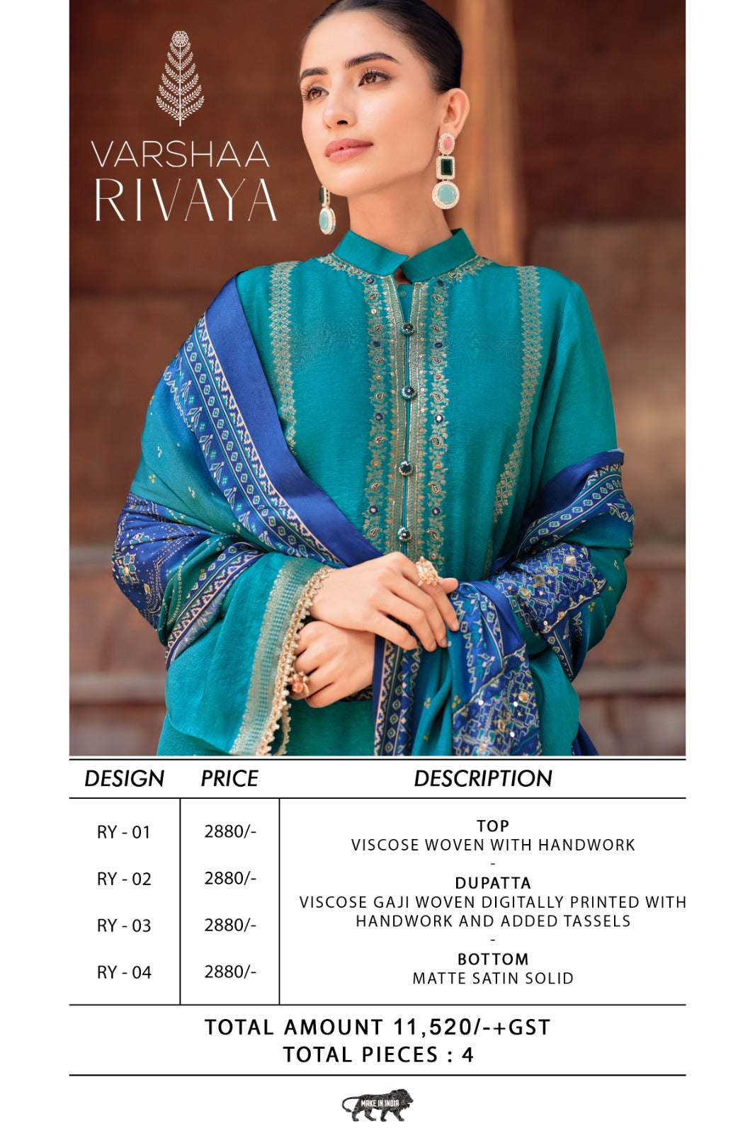 Rivaya Varshaa Viscose Woven Pant Style Suits Wholesaler India