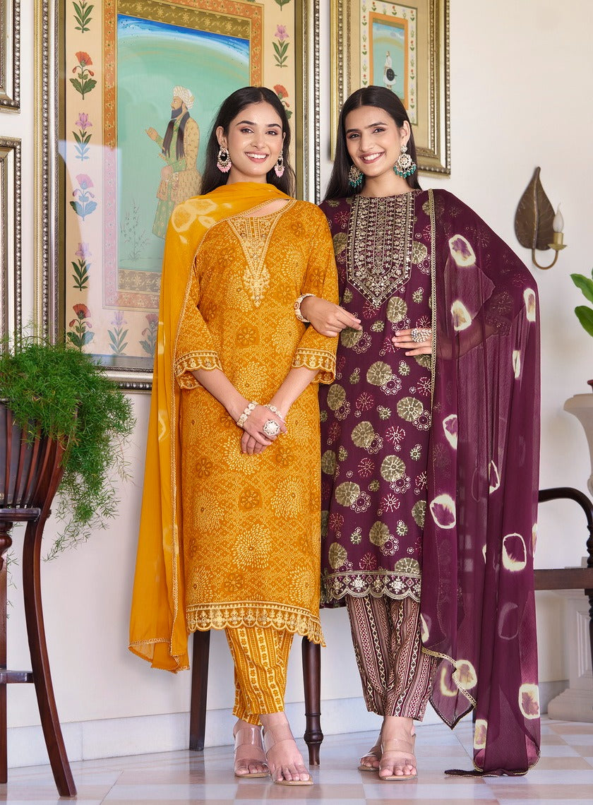 Rivazo Vol 2 Radhika Lifestyle Reyon Readymade Pant Style Suits Supplier Gujarat