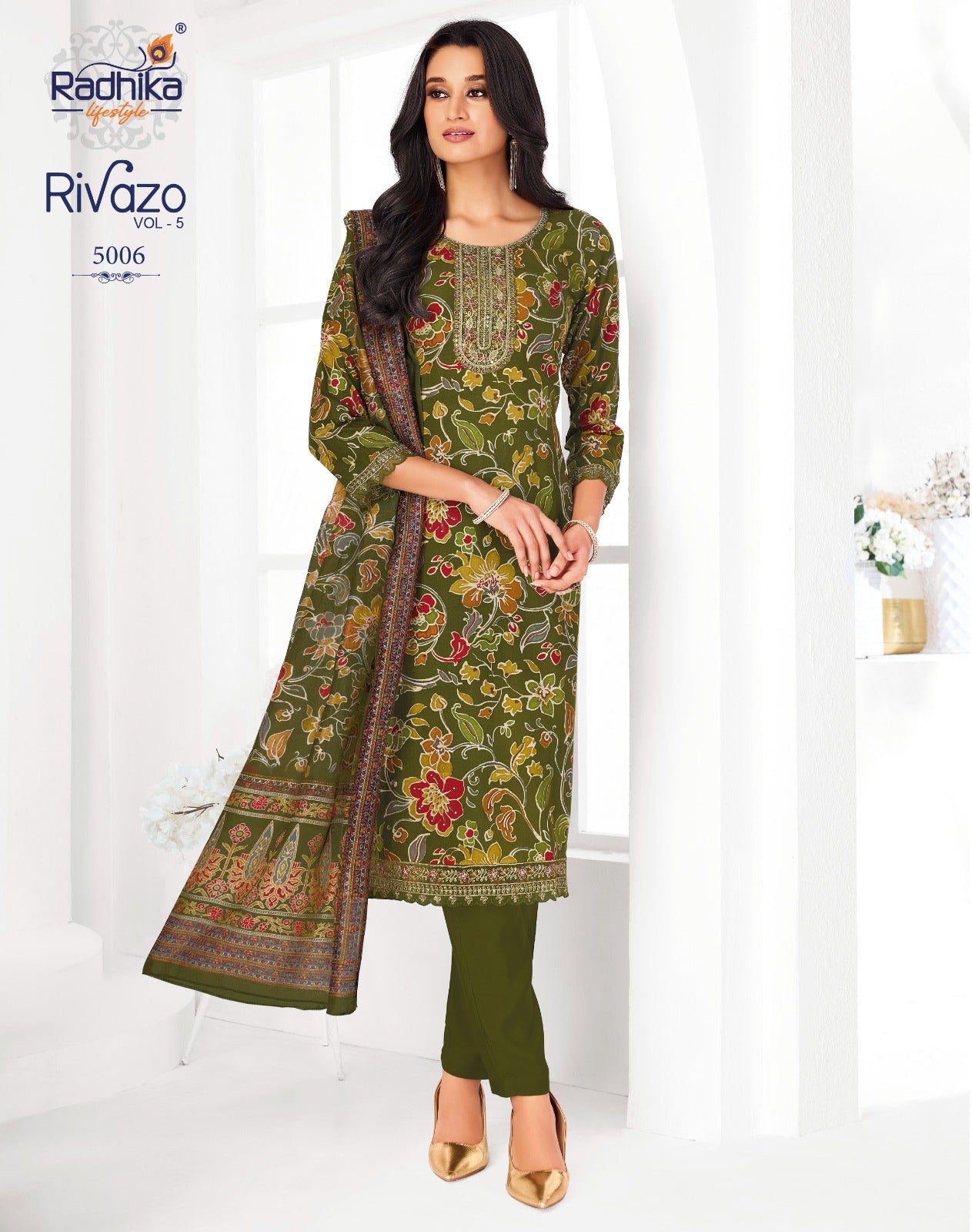 Rivazo Vol 5 Radhika Lifestyle Reyon Readymade Pant Style Suits Wholesaler Gujarat