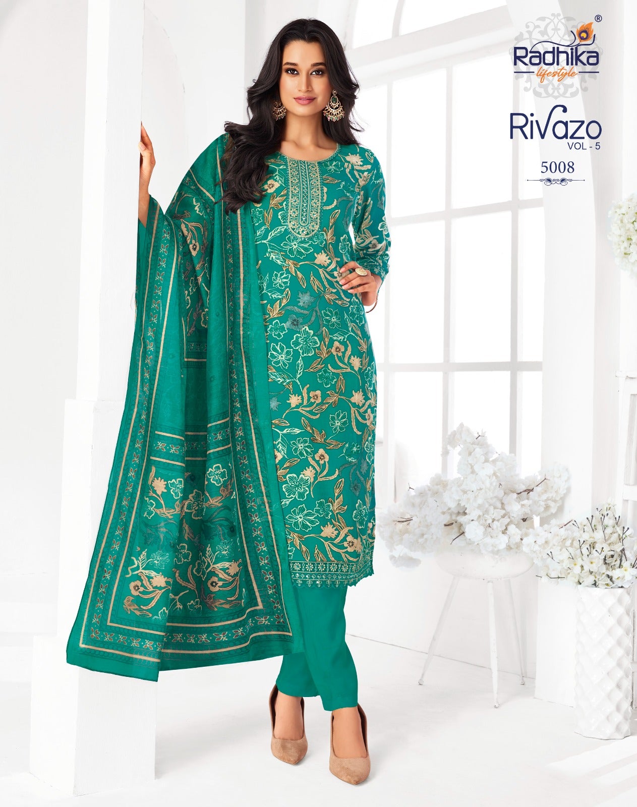 Rivazo Vol 5 Radhika Lifestyle Reyon Readymade Pant Style Suits Wholesaler Gujarat