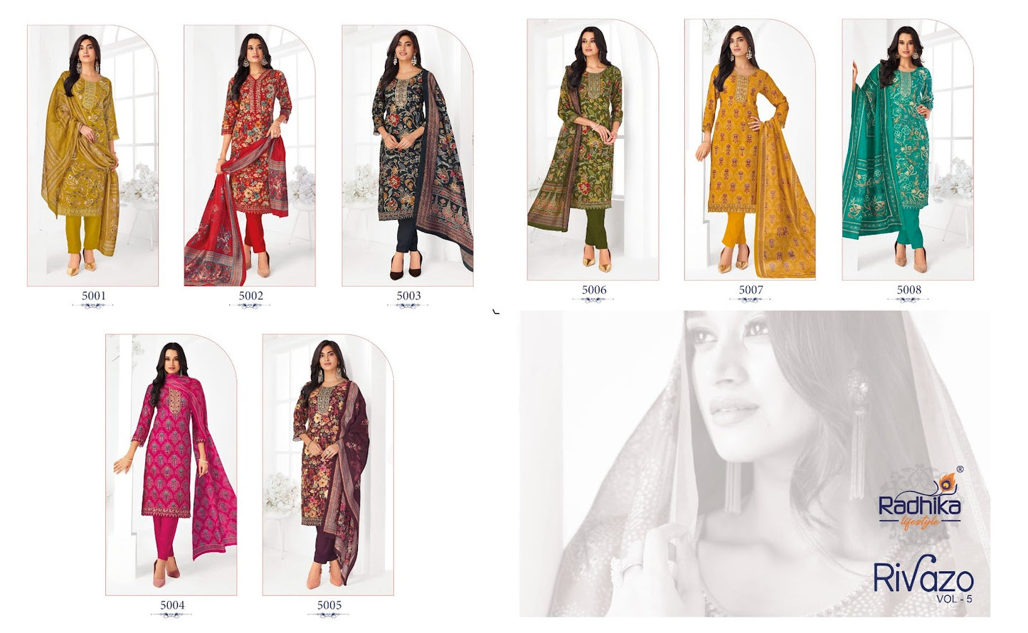 Rivazo Vol 5 Radhika Lifestyle Reyon Readymade Pant Style Suits Wholesaler Gujarat