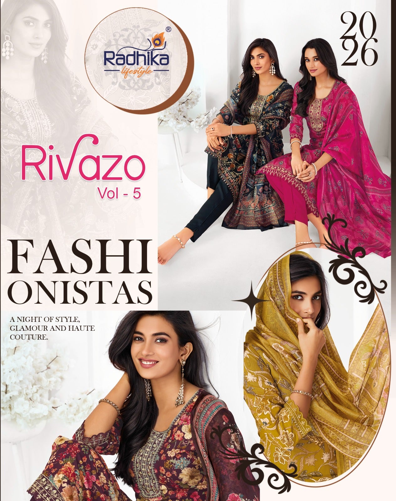 Rivazo Vol 5 Radhika Lifestyle Reyon Readymade Pant Style Suits Wholesaler Gujarat