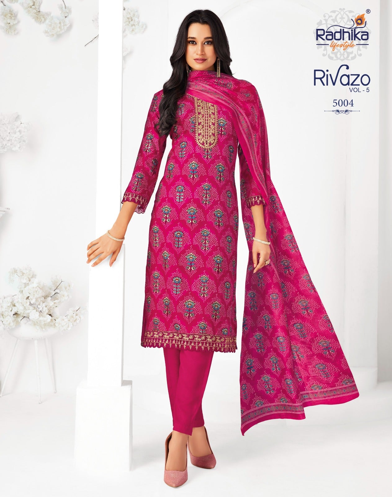 Rivazo Vol 5 Radhika Lifestyle Reyon Readymade Pant Style Suits Wholesaler Gujarat