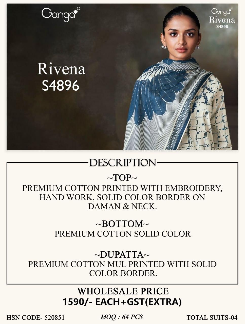 Rivena 4896 Ganga Cotton Plazzo Style Suits Wholesale Price