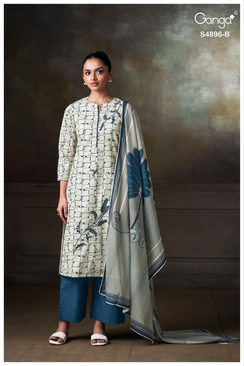 Rivena 4896 Ganga Cotton Plazzo Style Suits Wholesale Price