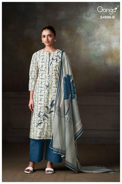 Rivena 4896 Ganga Cotton Plazzo Style Suits Wholesale Price