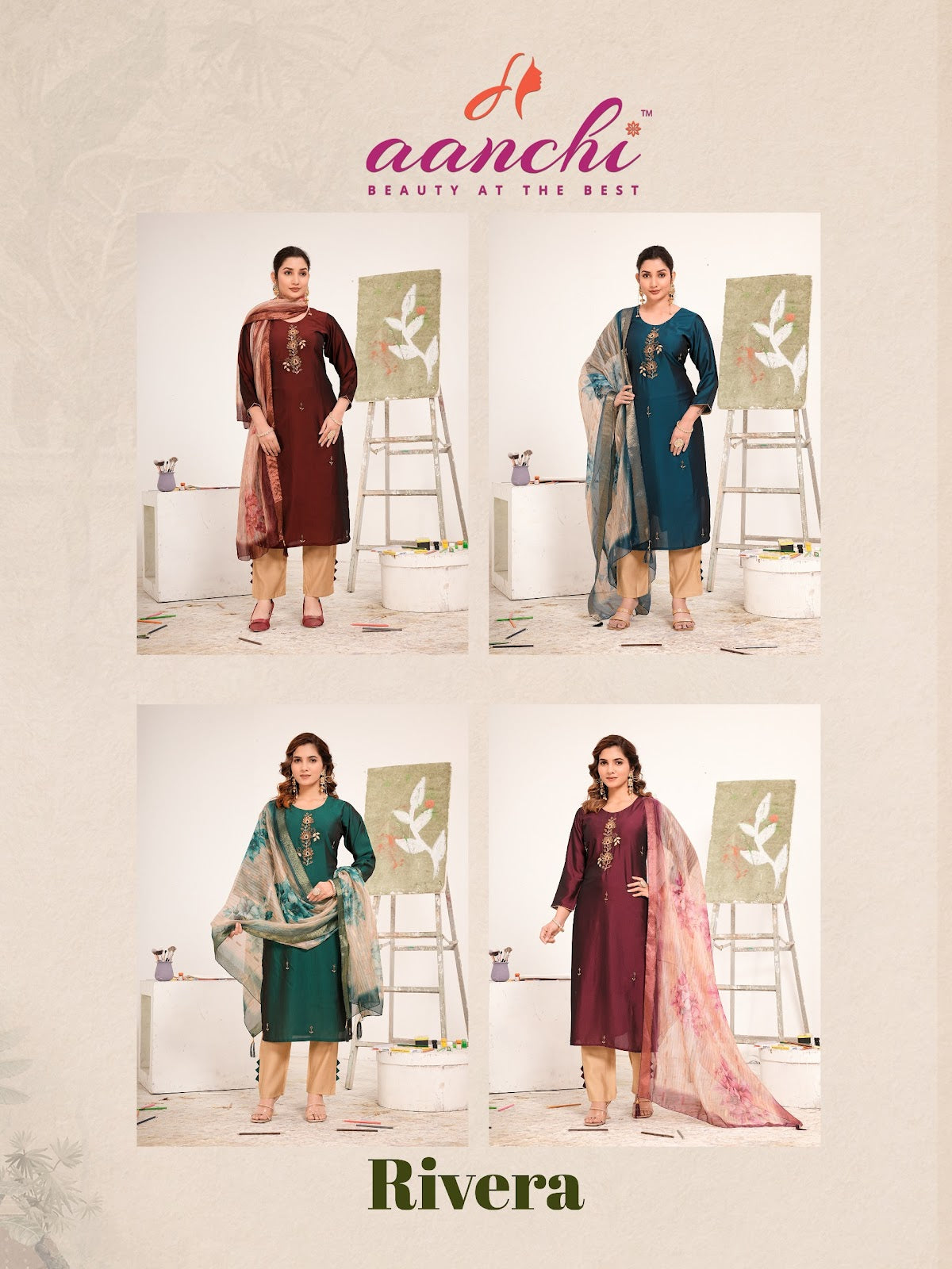 Rivera Aanchi Silk Readymade Pant Style Suits Wholesale Price