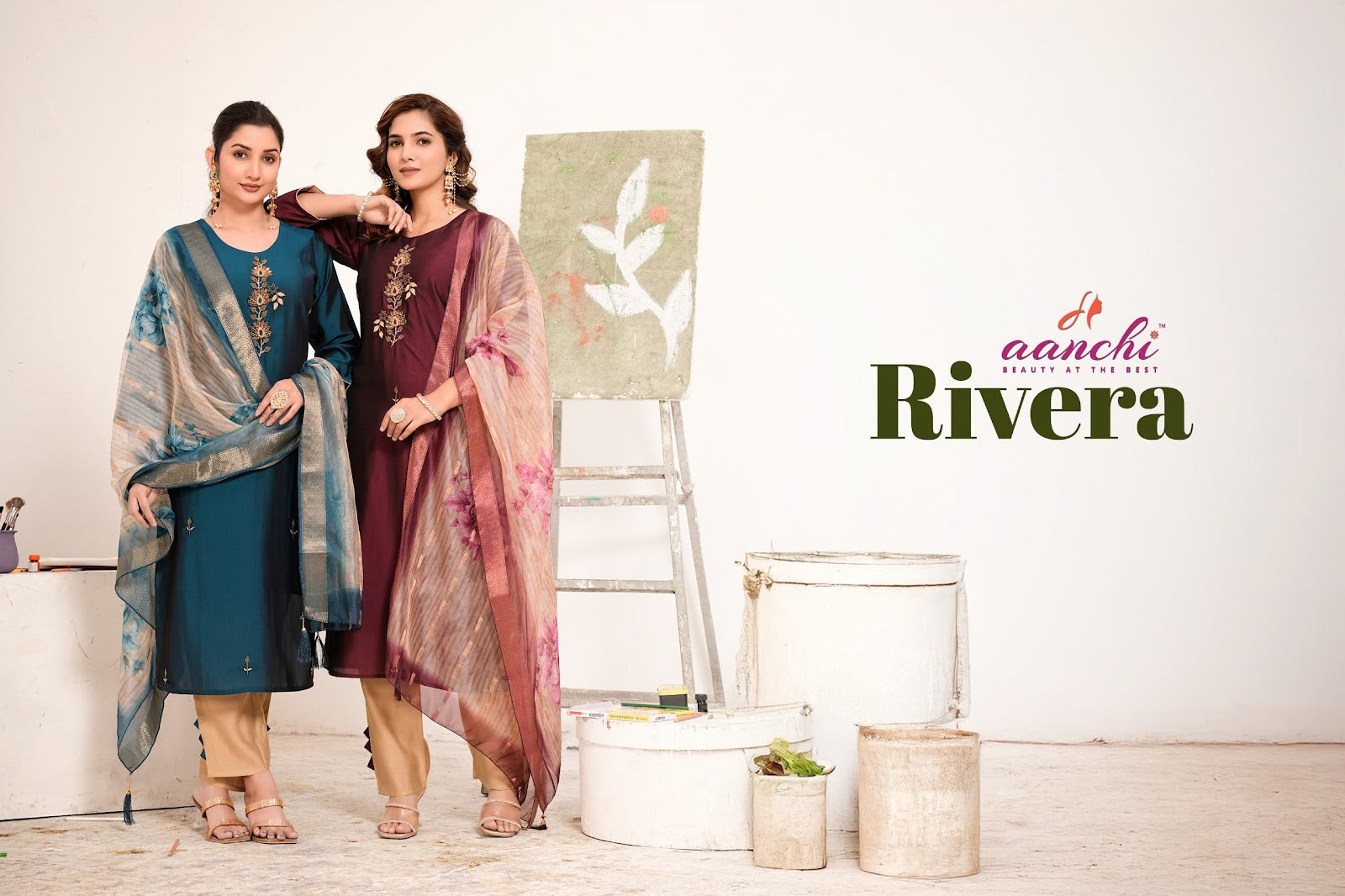 Rivera Aanchi Silk Readymade Pant Style Suits Wholesale Price