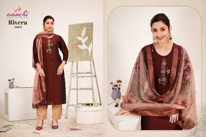 Rivera Aanchi Silk Readymade Pant Style Suits Wholesale Price