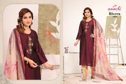 Rivera Aanchi Silk Readymade Pant Style Suits Wholesale Price