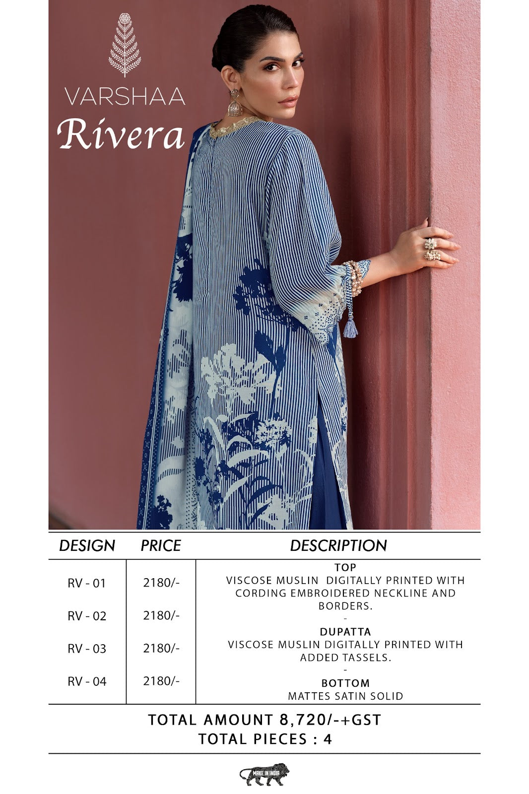 Rivera Varshaa Viscose Muslin Pant Style Suits Supplier Ahmedabad