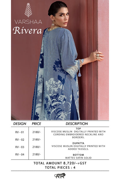 Rivera Varshaa Viscose Muslin Pant Style Suits Supplier Ahmedabad