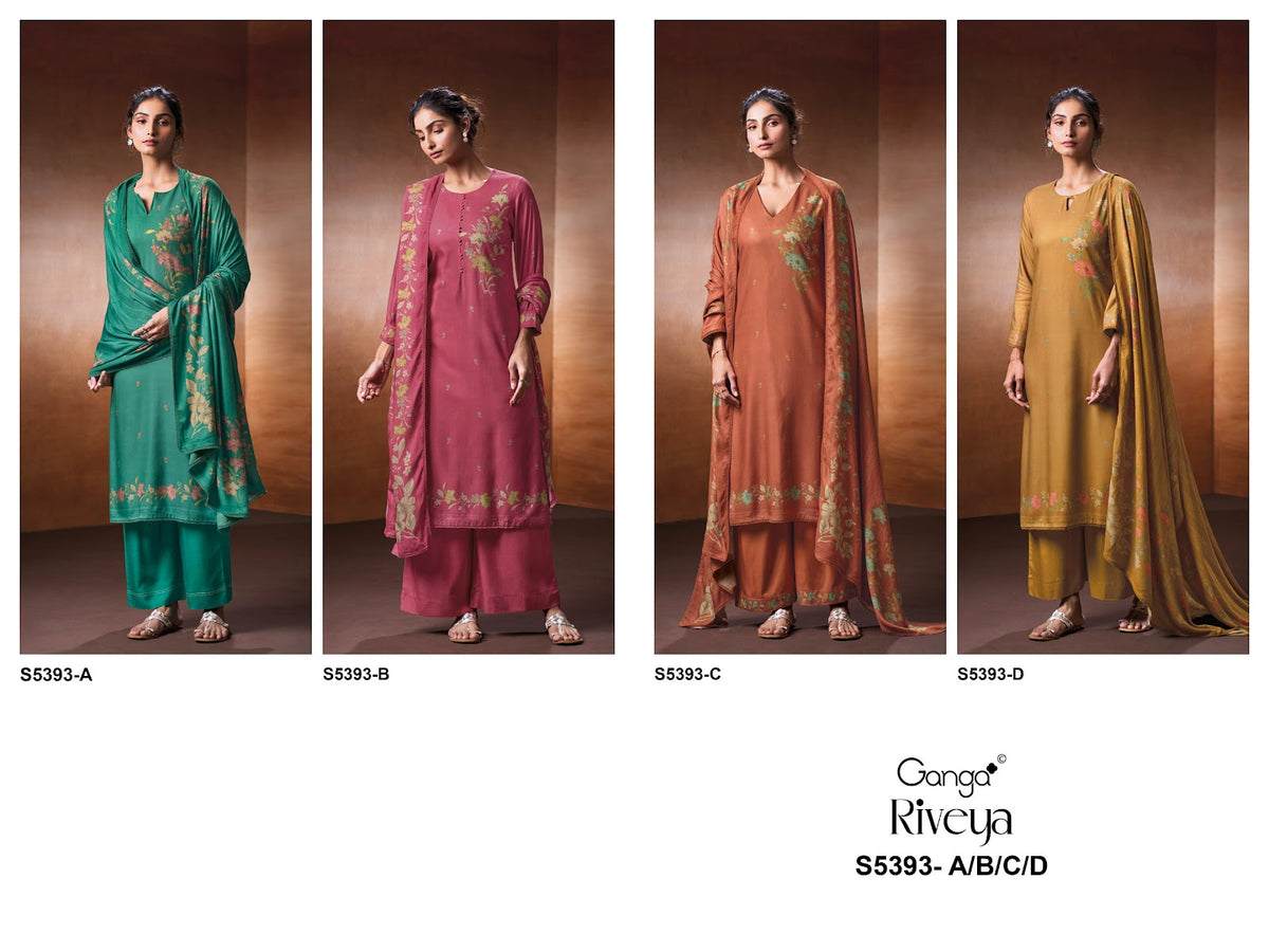 Riveya S5393 Ganga Wool Pashmina Suits Supplier Gujarat