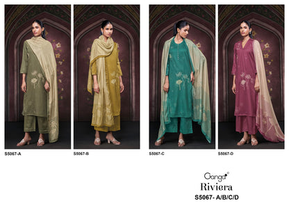 Riviera S5067 Ganga Cotton Satin Plazzo Style Suits Wholesaler Gujarat