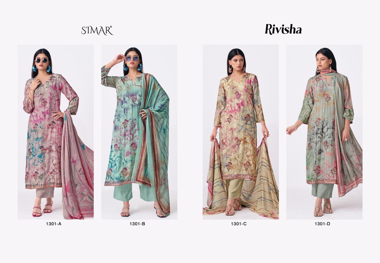 Rivisha Simar Viscose Muslin Pant Style Suits Wholesaler