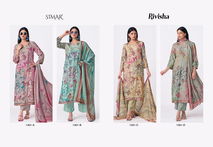 Rivisha Simar Viscose Muslin Pant Style Suits Wholesaler