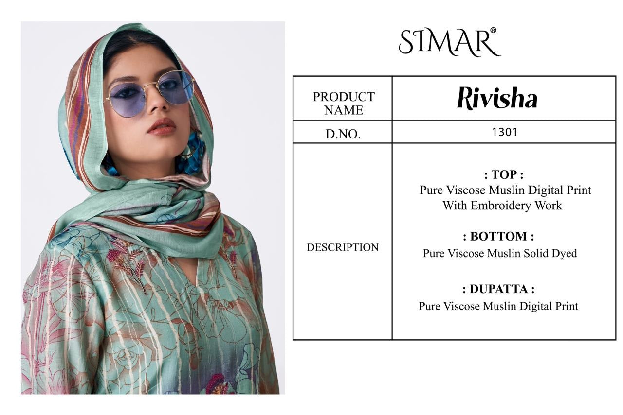 Rivisha Simar Viscose Muslin Pant Style Suits Wholesaler