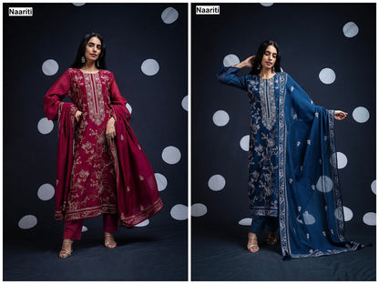 Rivnaar 2714 Naariti Mul Chanderi Pant Style Suits Supplier