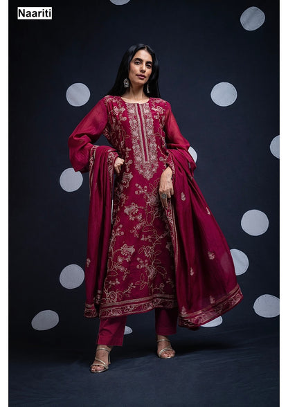 Rivnaar 2714 Naariti Mul Chanderi Pant Style Suits Supplier