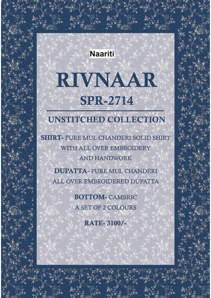 Rivnaar 2714 Naariti Mul Chanderi Pant Style Suits Supplier
