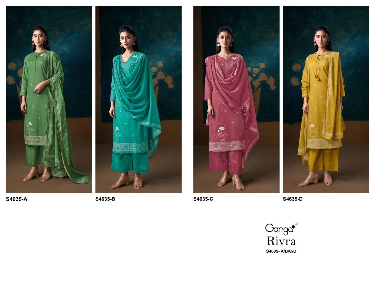 Rivra 4635 Ganga Cotton Pant Style Suits Wholesaler Gujarat